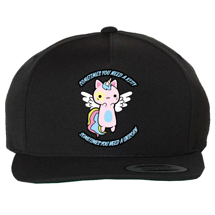 Unicorn Kitty Funny Cute Meme Wool Snapback Cap