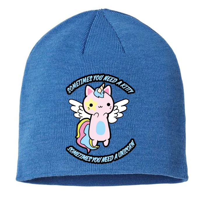 Unicorn Kitty Funny Cute Meme 8 1/2in Sustainable Knit Beanie