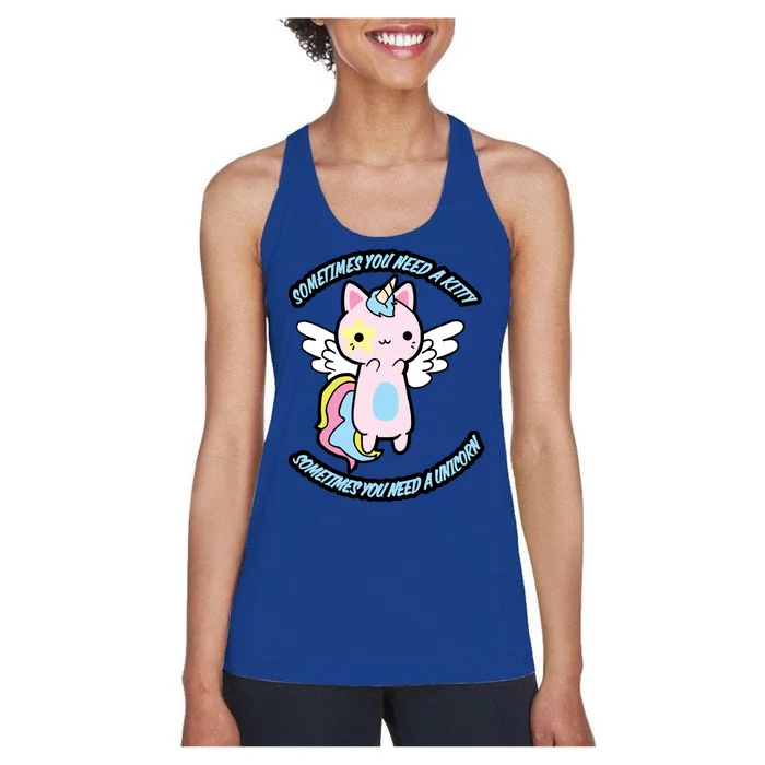 Unicorn Kitty Funny Cute Meme Women's Racerback Tank