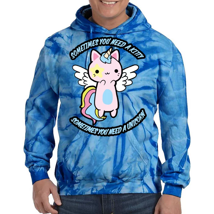 Unicorn Kitty Funny Cute Meme Tie Dye Hoodie