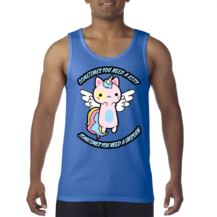 Unicorn Kitty Funny Cute Meme Tank Top