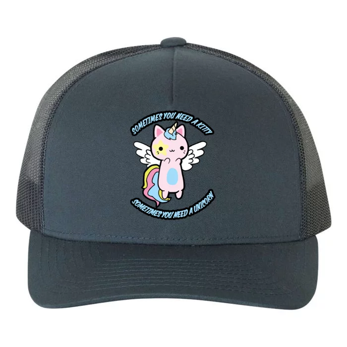 Unicorn Kitty Funny Cute Meme Yupoong Adult 5-Panel Trucker Hat