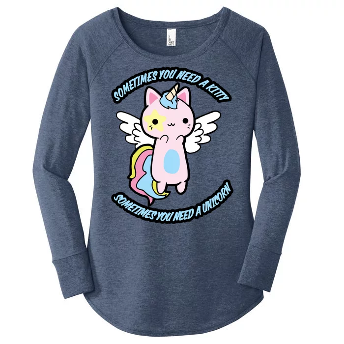 Unicorn Kitty Funny Cute Meme Women's Perfect Tri Tunic Long Sleeve Shirt