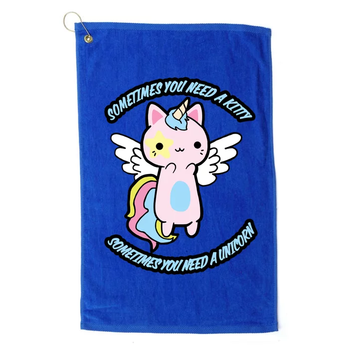 Unicorn Kitty Funny Cute Meme Platinum Collection Golf Towel