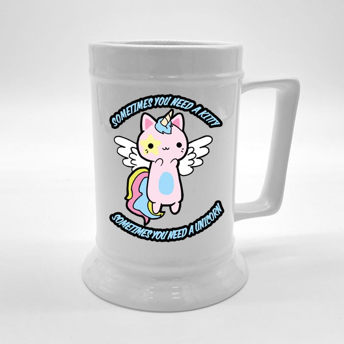 Unicorn Kitty Funny Cute Meme Front & Back Beer Stein