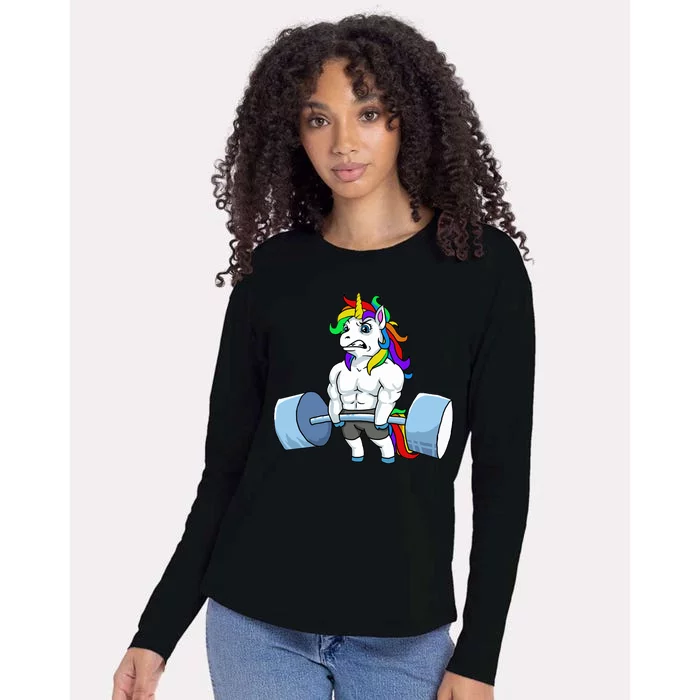 Unicorn Lifting Weights Womens Cotton Relaxed Long Sleeve T-Shirt