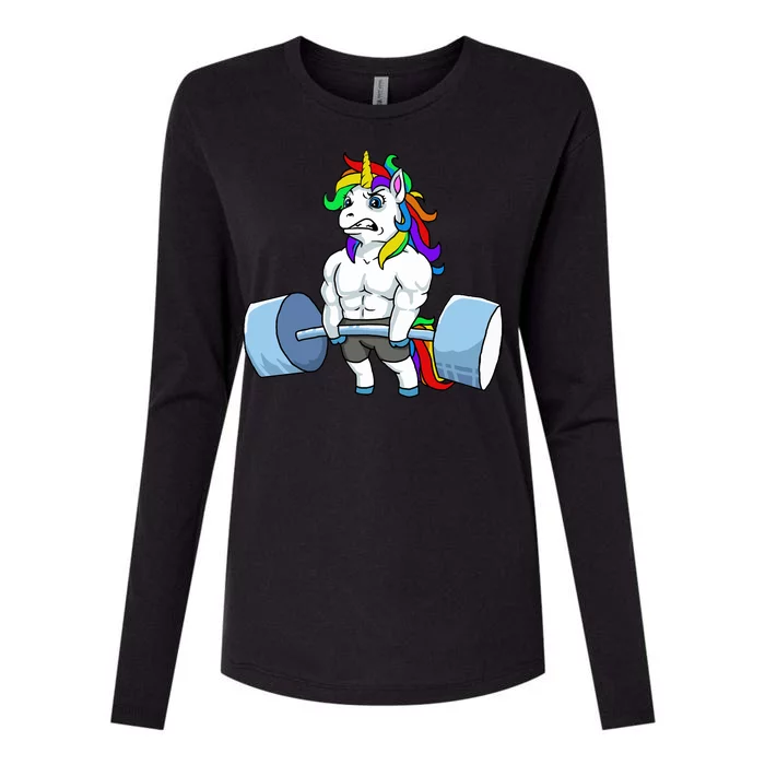 Unicorn Lifting Weights Womens Cotton Relaxed Long Sleeve T-Shirt