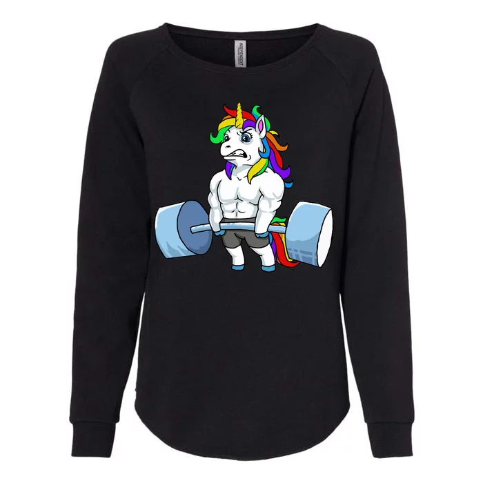 Unicorn Lifting Weights Womens California Wash Sweatshirt