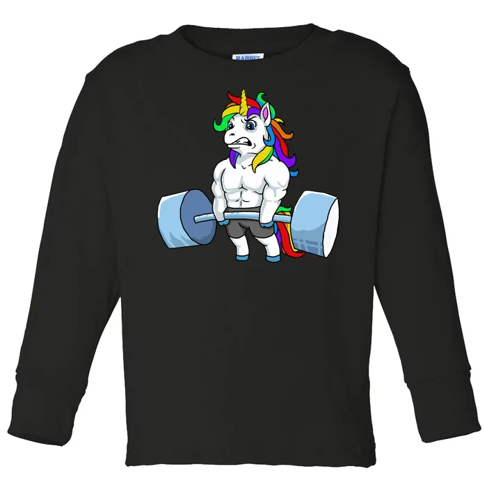 Unicorn Lifting Weights Toddler Long Sleeve Shirt