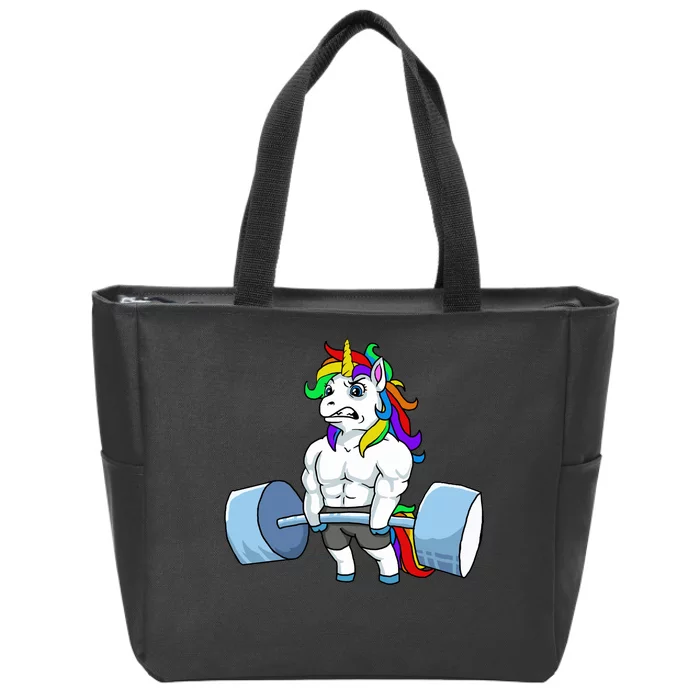 Unicorn Lifting Weights Zip Tote Bag