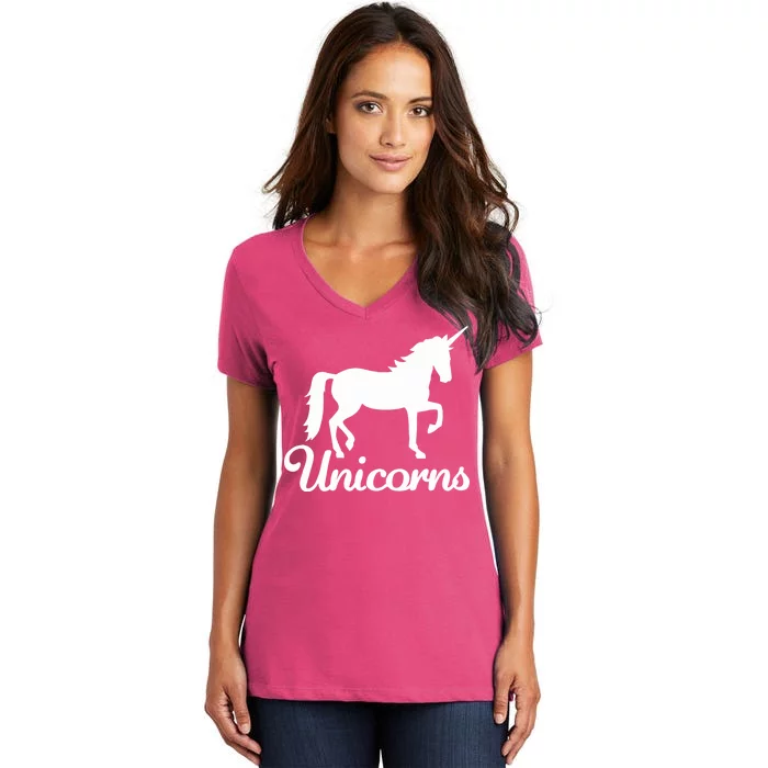 Unicorn Logo Women's V-Neck T-Shirt