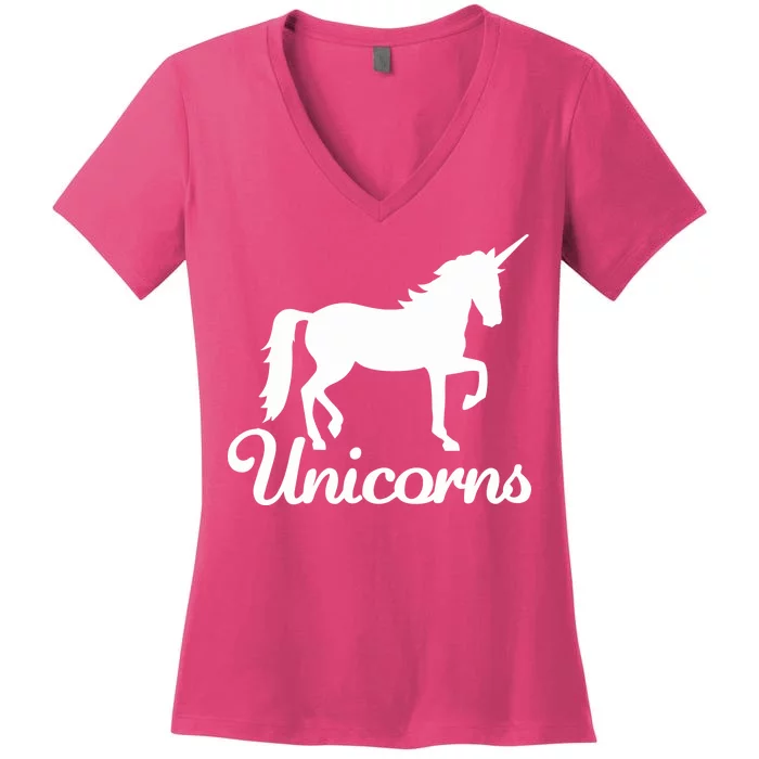 Unicorn Logo Women's V-Neck T-Shirt