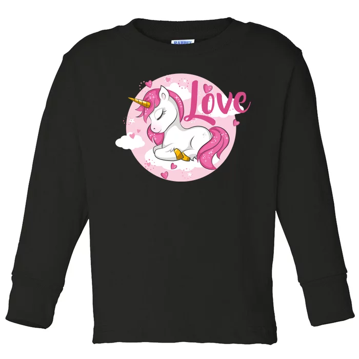 Unicorn Love Toddler Long Sleeve Shirt