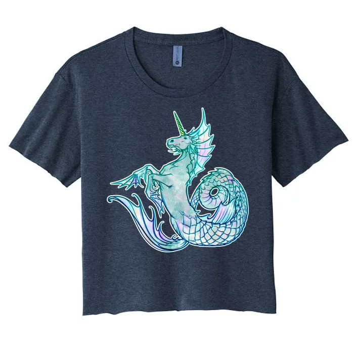 Unicorn Mermaid Hippocampus Women's Crop Top Tee