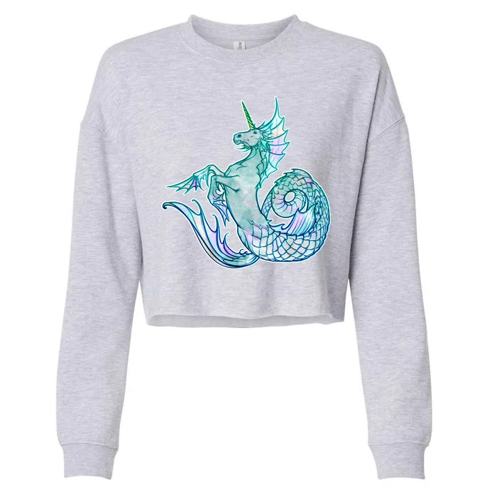 Unicorn Mermaid Hippocampus Cropped Pullover Crew