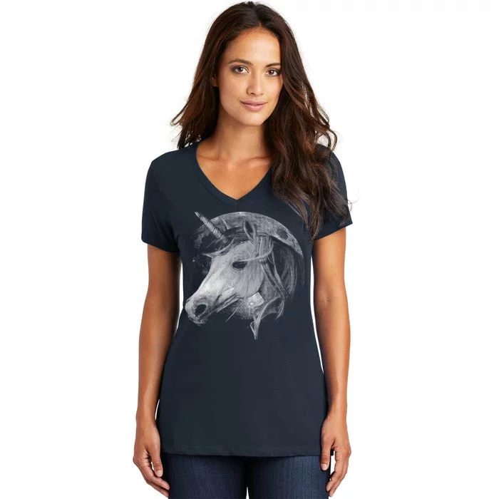 Unicorn Moon Women's V-Neck T-Shirt