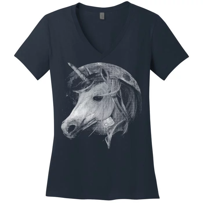 Unicorn Moon Women's V-Neck T-Shirt