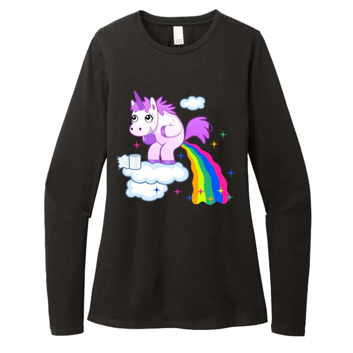 Unicorn Pooping A Rainbow Womens CVC Long Sleeve Shirt