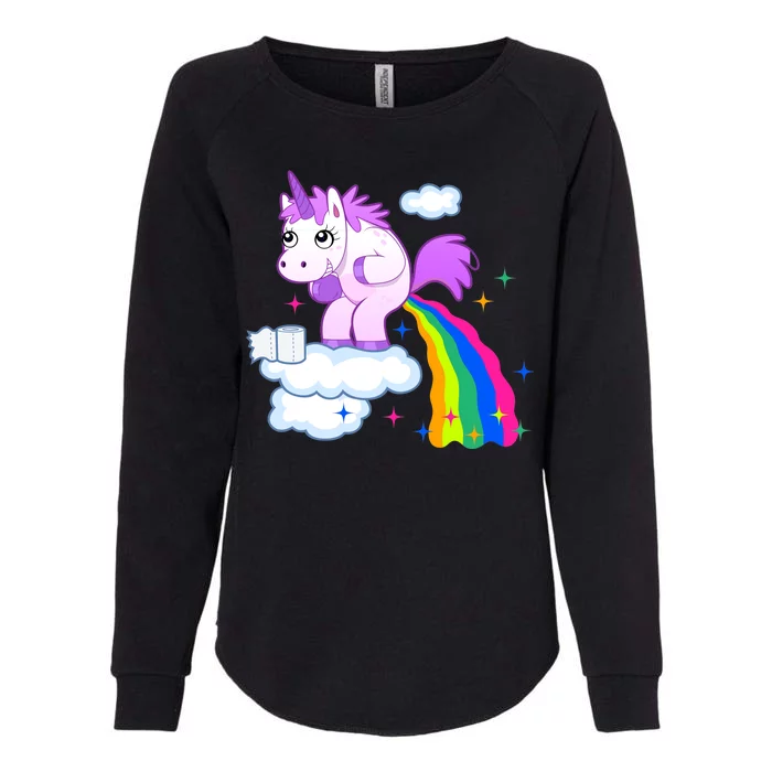 Unicorn Pooping A Rainbow Womens California Wash Sweatshirt