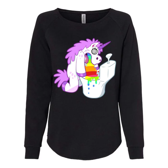 Unicorn Pukes Rainbow In The Toilet Womens California Wash Sweatshirt