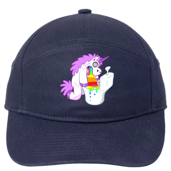 Unicorn Pukes Rainbow In The Toilet 7-Panel Snapback Hat