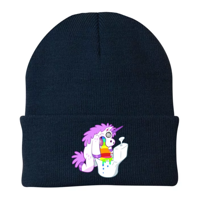 Unicorn Pukes Rainbow In The Toilet Knit Cap Winter Beanie