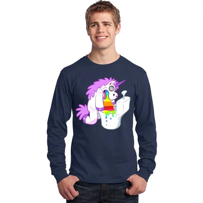 Unicorn Pukes Rainbow In The Toilet Tall Long Sleeve T-Shirt