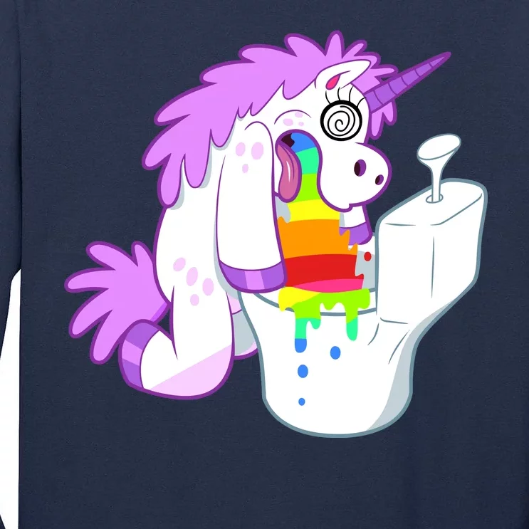 Unicorn Pukes Rainbow In The Toilet Tall Long Sleeve T-Shirt