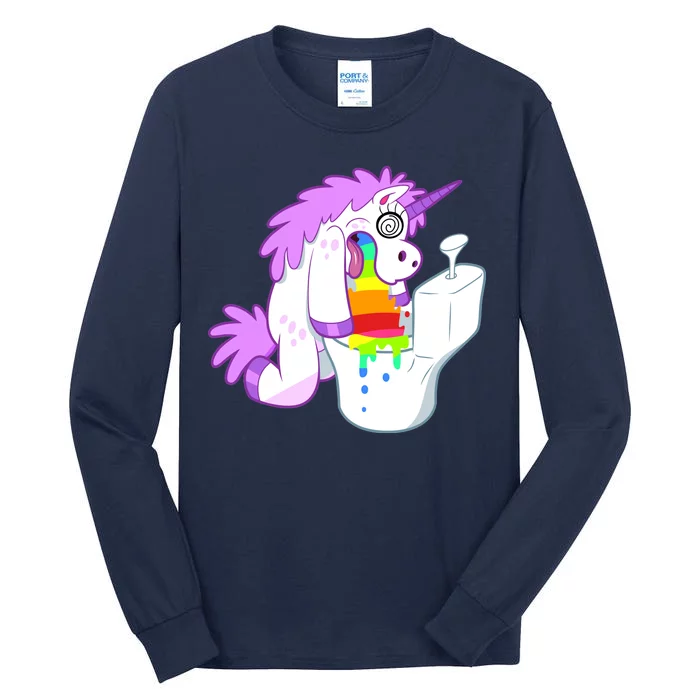 Unicorn Pukes Rainbow In The Toilet Tall Long Sleeve T-Shirt