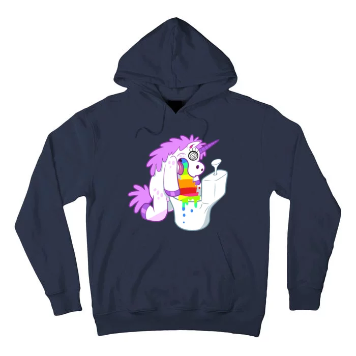 Unicorn Pukes Rainbow In The Toilet Tall Hoodie