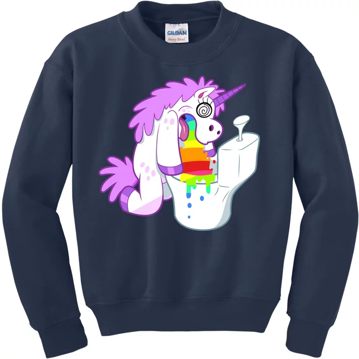 Unicorn Pukes Rainbow In The Toilet Kids Sweatshirt