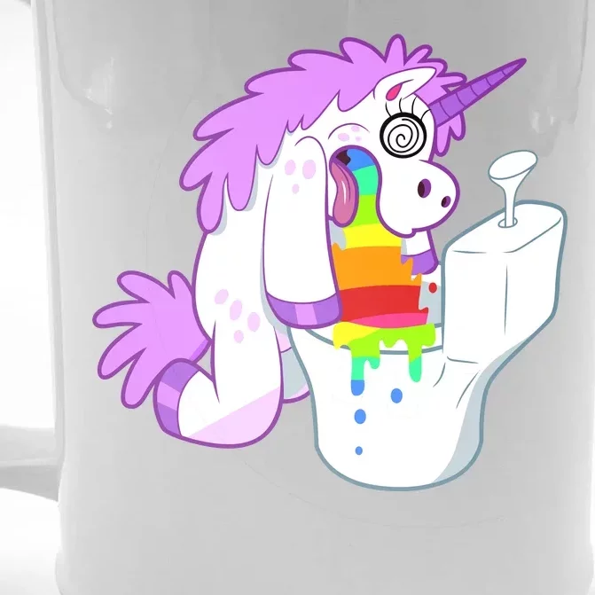 Unicorn Pukes Rainbow In The Toilet Front & Back Beer Stein