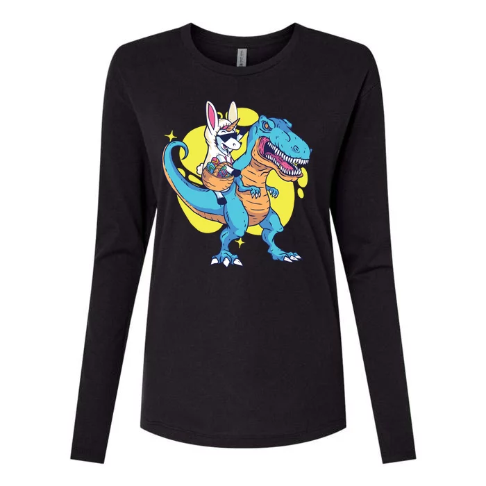 Unicorn Riding Trex Easter Womens Cotton Relaxed Long Sleeve T-Shirt