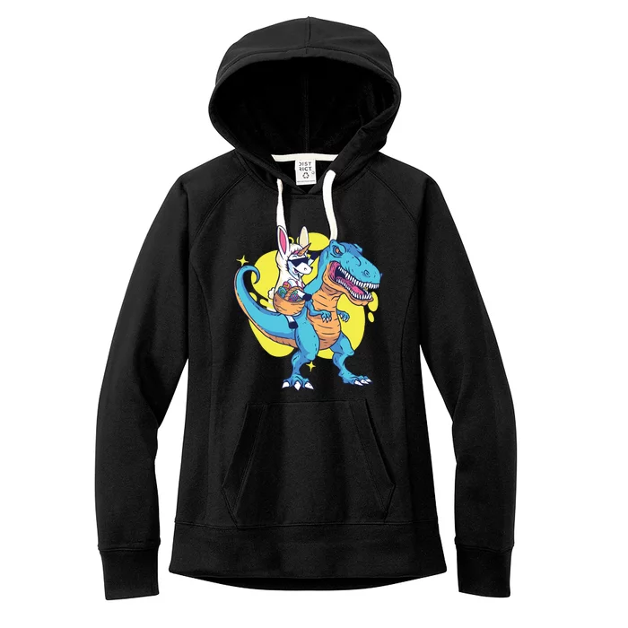 Unicorn Riding Trex Easter Women's Fleece Hoodie