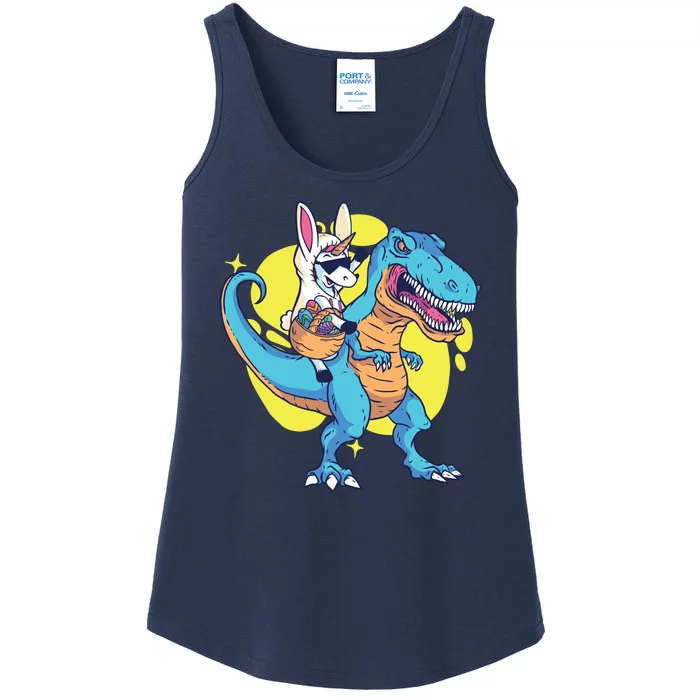 Unicorn Riding Trex Easter Ladies Essential Tank