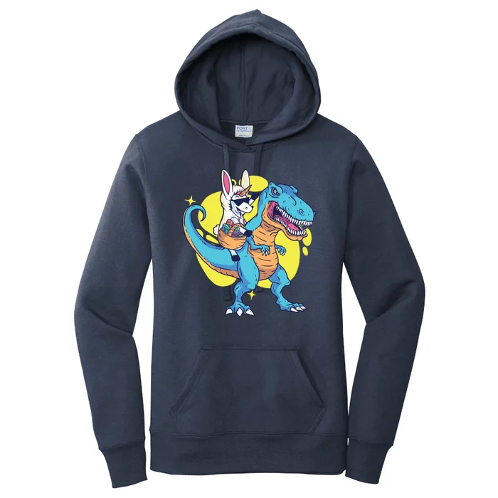 Unicorn Riding Trex Easter Women's Pullover Hoodie