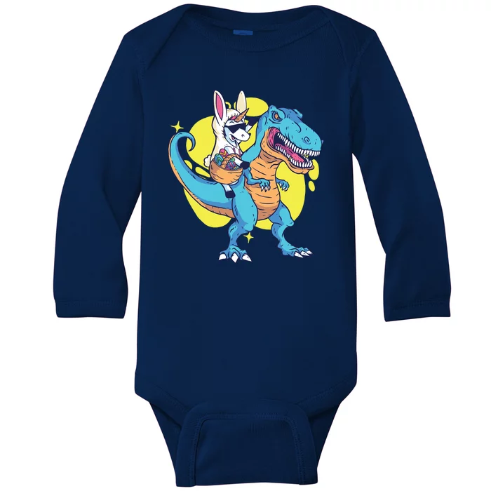 Unicorn Riding Trex Easter Baby Long Sleeve Bodysuit