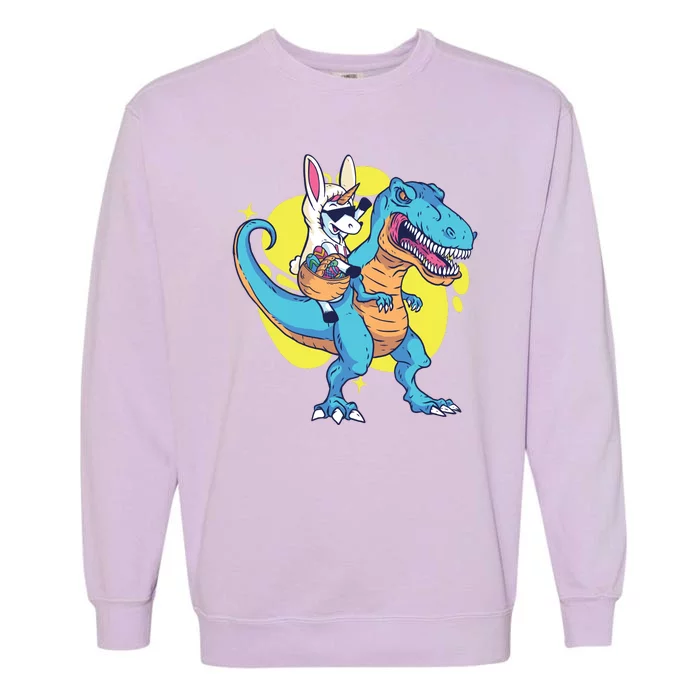 Unicorn Riding Trex Easter Garment-Dyed Sweatshirt