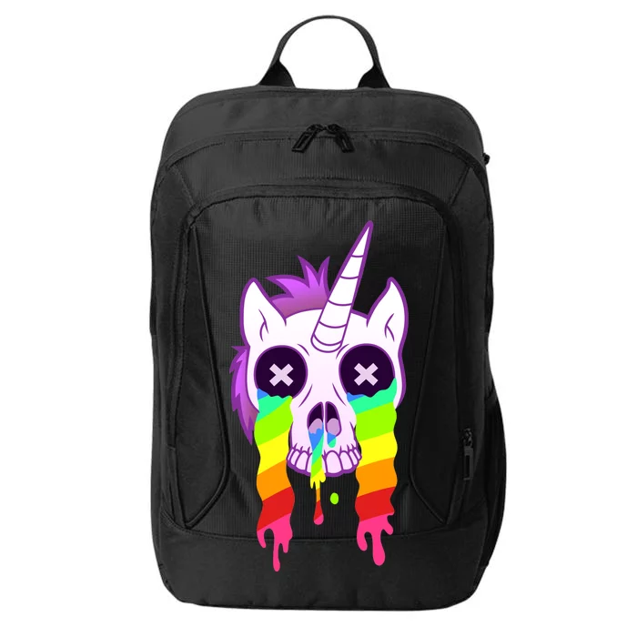 Unicorn Skull Rainbow City Backpack