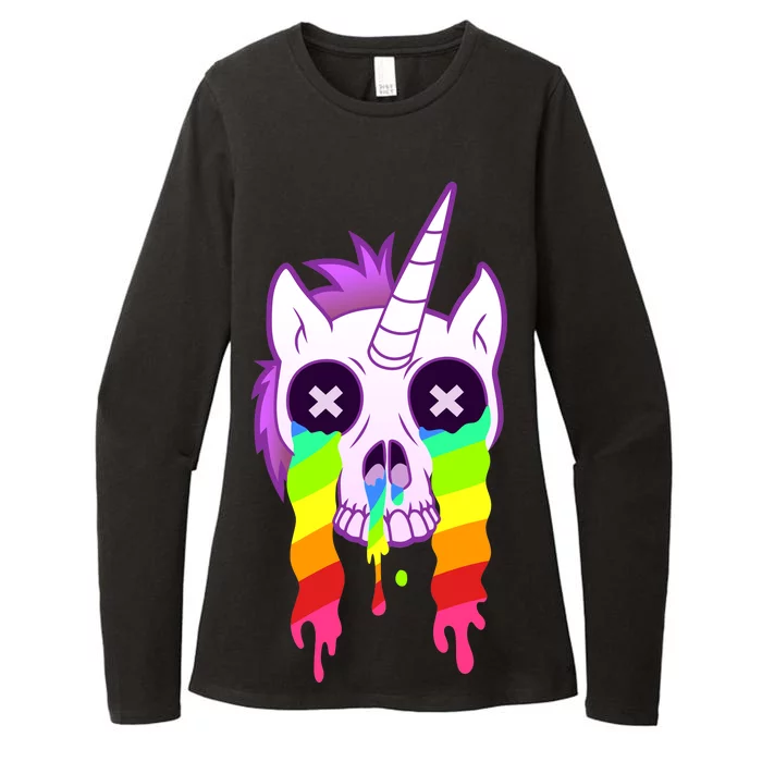 Unicorn Skull Rainbow Womens CVC Long Sleeve Shirt