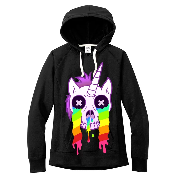 Unicorn Skull Rainbow Women's Fleece Hoodie