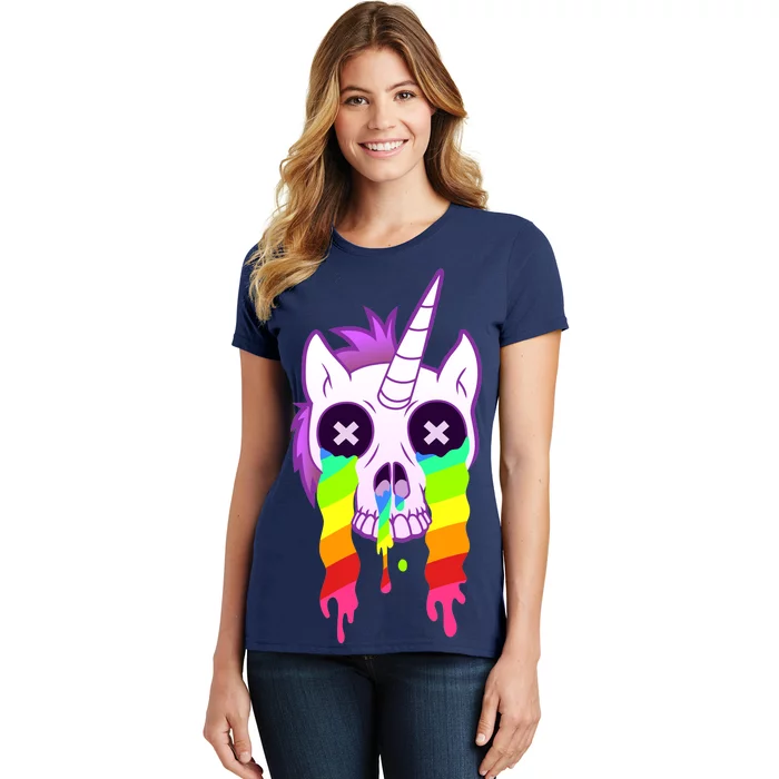 Unicorn Skull Rainbow Women's T-Shirt