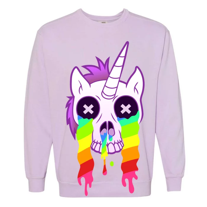 Unicorn Skull Rainbow Garment-Dyed Sweatshirt