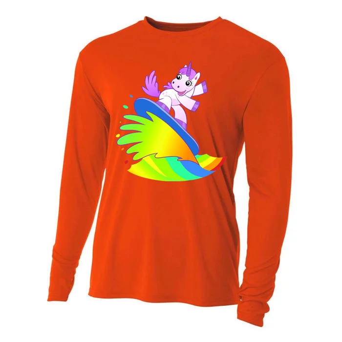 Unicorn Surfing On the Rainbow Cooling Performance Long Sleeve Crew