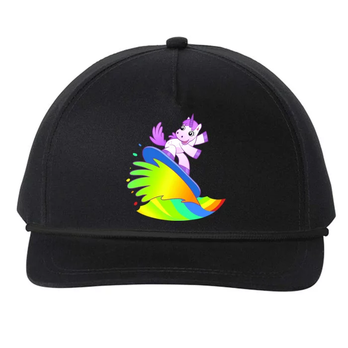 Unicorn Surfing On the Rainbow Snapback Five-Panel Rope Hat