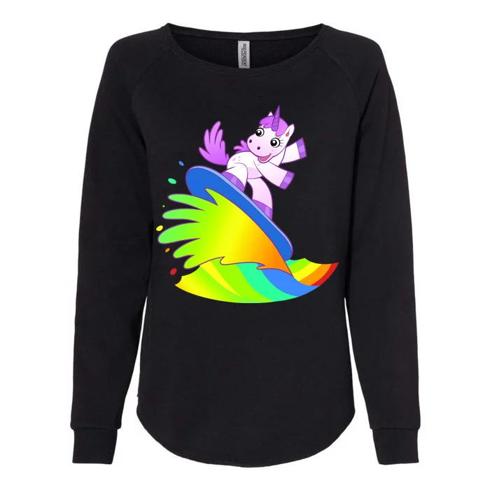 Unicorn Surfing On the Rainbow Womens California Wash Sweatshirt