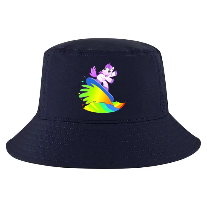 Unicorn Surfing On the Rainbow Cool Comfort Performance Bucket Hat