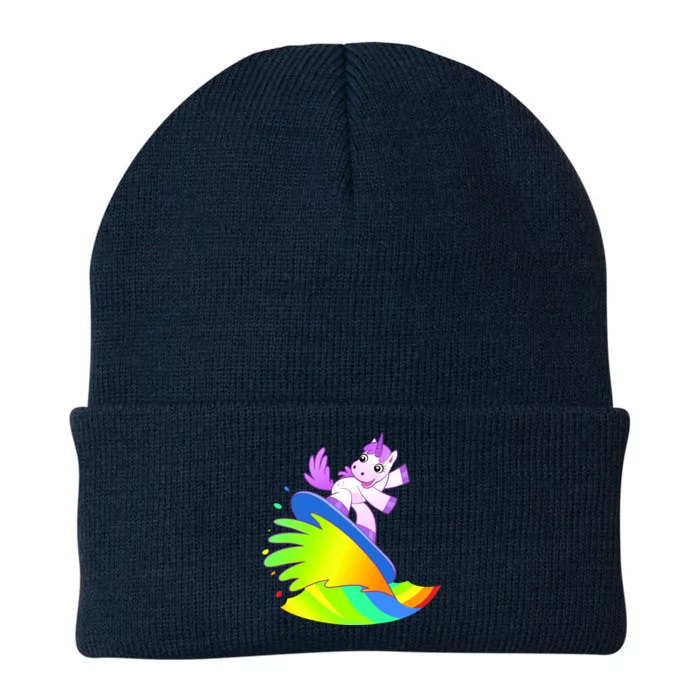 Unicorn Surfing On the Rainbow Knit Cap Winter Beanie