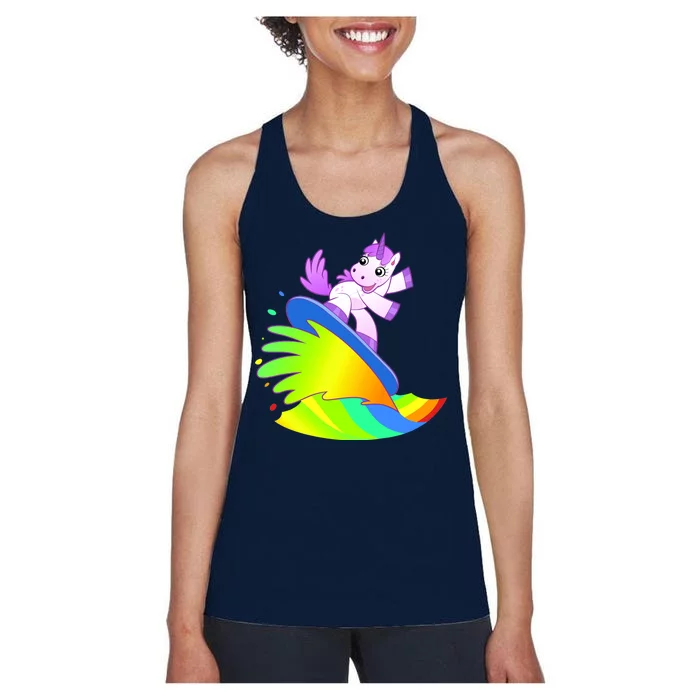 Unicorn Surfing On the Rainbow Women's Racerback Tank