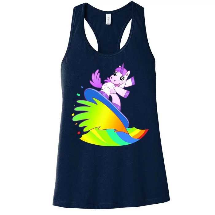 Unicorn Surfing On the Rainbow Women's Racerback Tank